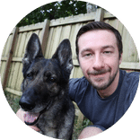 Josh and dog Eva Image Josh and dog Eva