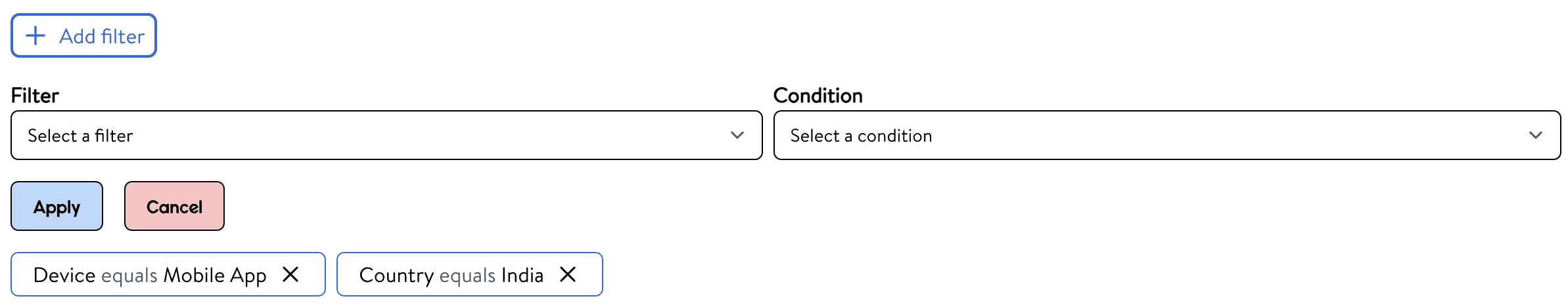 Advanced filters UI