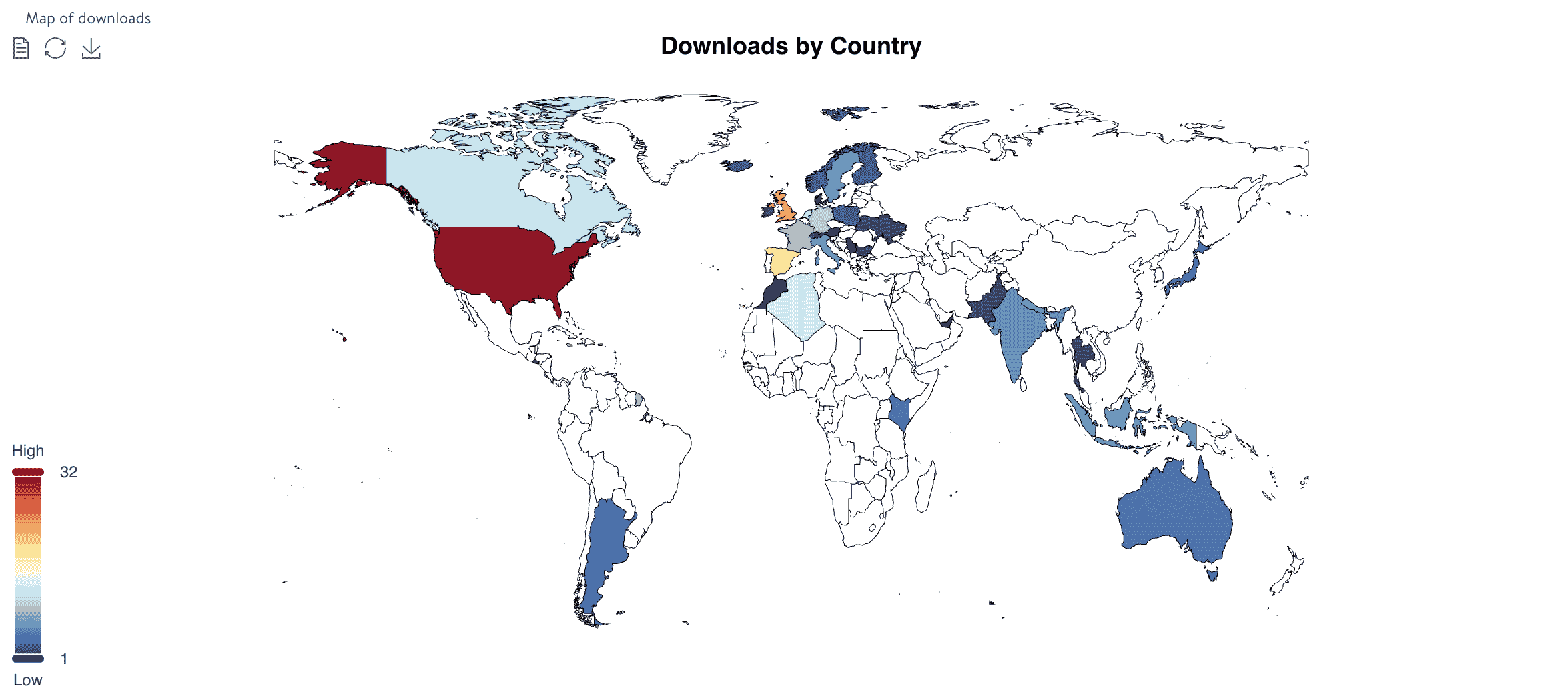Map of downloads